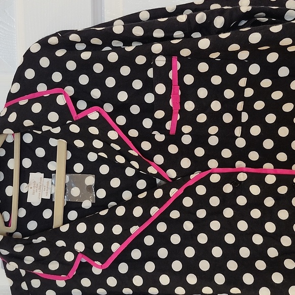 KATE SPADE women's black white pink polkadot bow flannel pajama top new - Picture 3 of 7